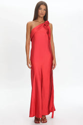 Starfall Rosette Maxi Dress Red
