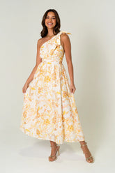 Amber One Shoulder Print Midi Dress