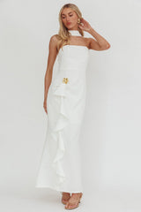 Selora Ruffle Maxi Dress White